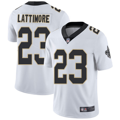Men New Orleans Saints Limited White Marshon Lattimore Road Jersey NFL Football #23 Vapor Untouchable Jersey->new orleans saints->NFL Jersey